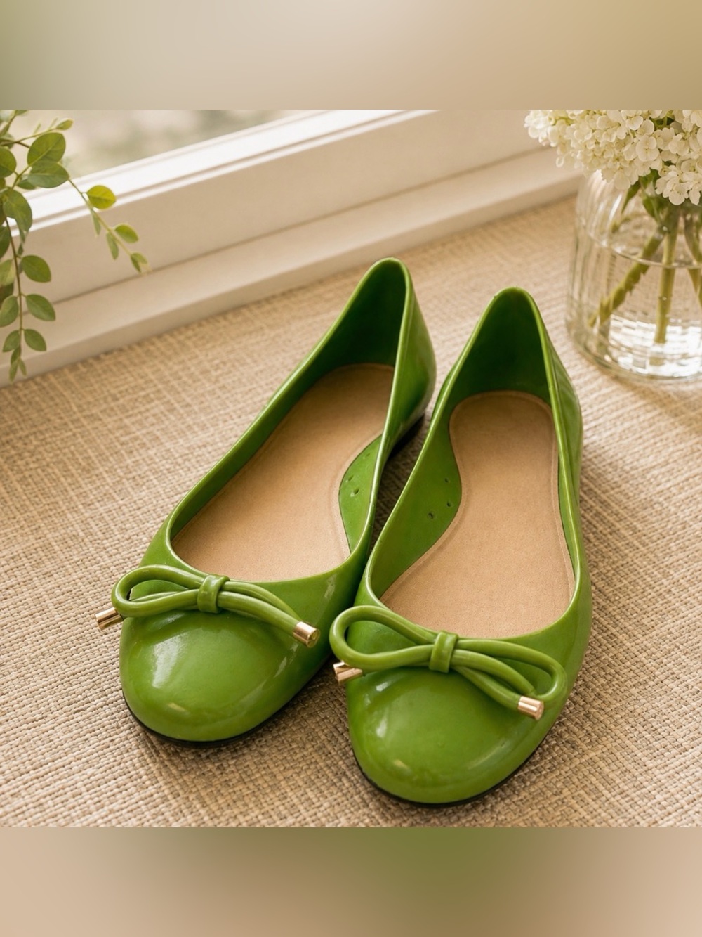 Kate spade canon size 9 green rain flats shoes